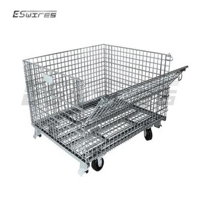 China Customized Collapsible Galvanized Wire Metal Stackable Heavy Duty Collapsible Crates for sale