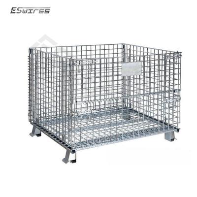 China Heavy Duty Rigid Lockable Welded Steel Wire Collapsible Mesh Storage Containers High Capacity Stackable Collapsible Metal for sale