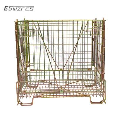 China Wholesale Collapsible Warehouse Folding Galvanized Welded Iron Pet Preform Panels Wire Mesh Metal Cages for sale