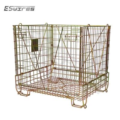 China Metal Folding Warehouse Storage Storage Frame Steel Cages Heavy Duty Indoor Outdoor Stackable Forklift Bins Stainless Steel Cages with Bolts for sale