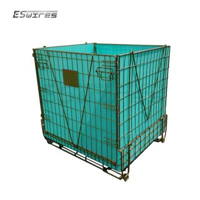 China Collapsible Collapsible Folding Forklift Steel PET Preform Large Metal Storage Wire Mesh Containers Used For Storage for sale