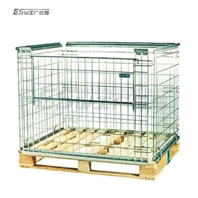 China Foldable Customized Powder Coating Galvanized Stackable Steel Wire Mesh Metal Cage Pallet for sale