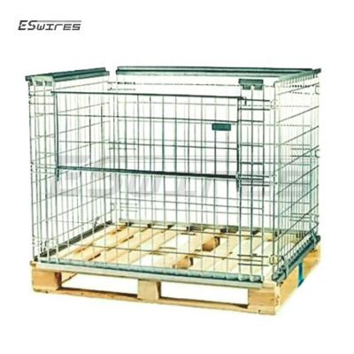 China Collapsible Welded Mild Steel Transport Folding Stacking Wire Metal Cage Pallet for sale