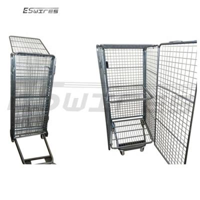 China Collapsible High Quality Industrial Stackable Transport Wire Storage Collapsible Laundry Rolling Cage for sale