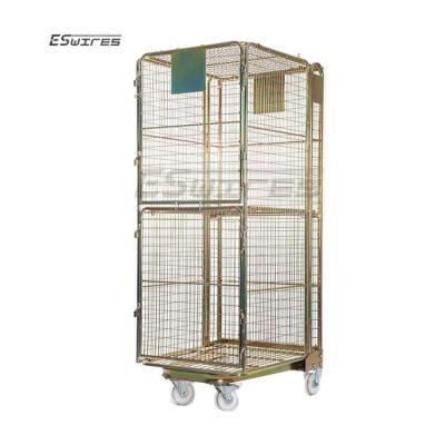 China Customized Collapsible Collapsible Warehouse Storage Wire Mesh Metal Security Roll Cage Containers for sale