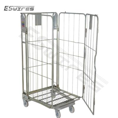 China Factory wholesale stackable steel warehouse storage container trolley laundry foldable rolling cage for sale for sale