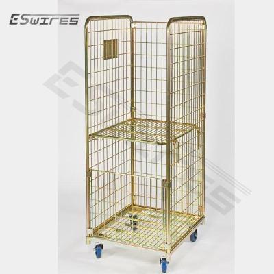 China Universal Collapsible Warehouse Supermarket Steel Roll Collapsible Galvanized Safety Container Trolley Cages For Sale for sale