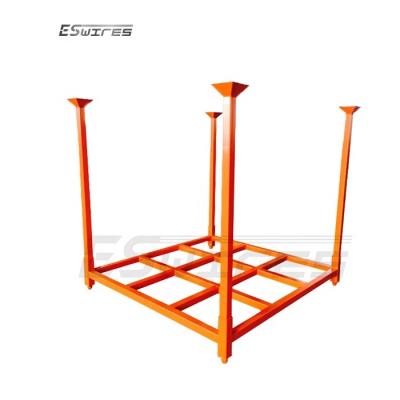 China Corrosion Protection Customized Folding Portable Metal Welded Powder Coating Adjustable Detachable Stackable Pallet Tire Rack For Storage for sale