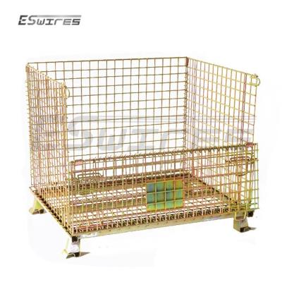 China Foldable Real Metal Industrial Type Gitterbox Hot Dip Galvanized Foldable Box Mesh Storage Cage Wire Container Pallet for sale