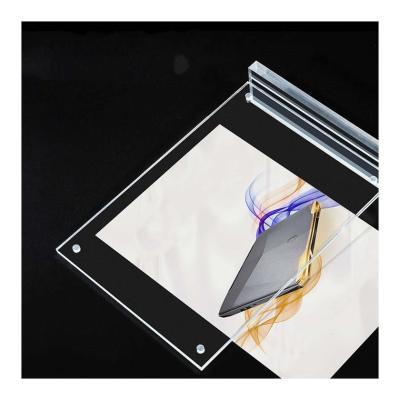 China Acrylic Clear Plastic Card Display Rack Menu Table Display Stand A4 Upright Ad Photo for sale