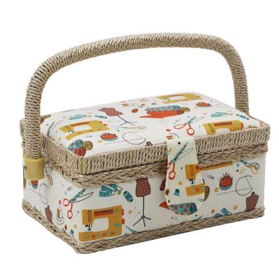 China Viable Colors Fabric Craft Sewing Basket Needle Thread Storage Basket with Sewing Kit Box Organizer Quilting Stitching Household Sewing for sale