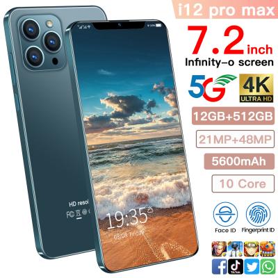 China Dual SIM Card I12 Pro Max 7.2 Inch - Original High Definition Face Recognition Smartphone 12+512GB Long Standby Time Android Mobile Phone for sale