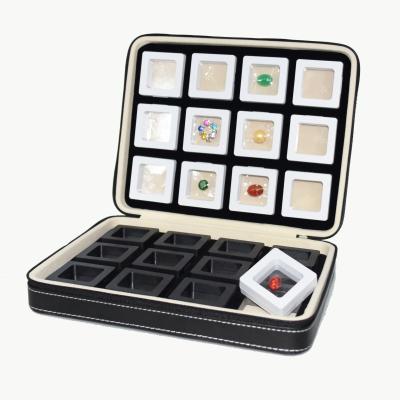 China Handmade Luxury Black Box PU PE Display Packaging Hot Stamping Rings Travel Leather Jewelry Box Custom Made for sale