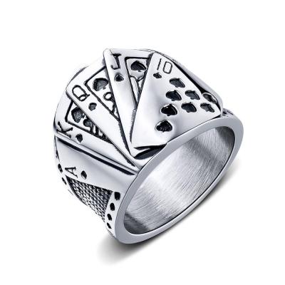 China FASHIONABLE Rock Punk Titanium Steel Poker Open Rings For Men Women Black Seal Style Ring Jewelry Size 7 12 for sale