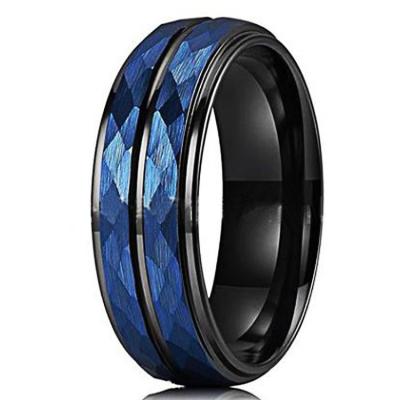 China New Shenzhen Blue Line Thin Men's Punk Tungsten Rings Wedding Brand Tungsten Carbide Rings For Men Fashion Jewelry Vendors for sale