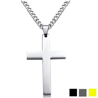 China New Fashion Gold Silver Black CLASSIC Titanium Cross Prayer Choker Cross Pendants For Men Jewelry Stainless Steel Necklaces for sale