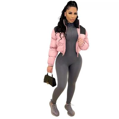 China Fashion Waterproof Cardigan Jackets Printed Bubble Jackets Zipper Women Coated Down Winter Wear Outfits for sale