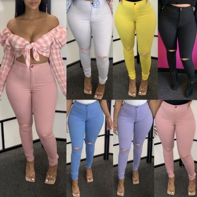 China Waterproof Women Plus Size 3xl High Waisted Pants Sexy Waterproof Sexy Solid Color Denim Pants Ripped Denim Pants Streetwear for sale