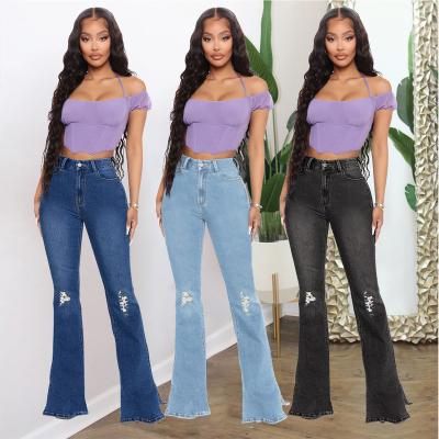 China Fashion Waterproof Women Waterproof Denim Pants Casual Wide Leg Ripped Jeans Denim Pants Street Wear Plus Size 3xl for sale