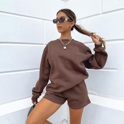 China Two-Piece Set Fashion Hoodies Breathable Embroidery Pullover Fleece Set Thickened Women Sweatsuit Outfits for sale