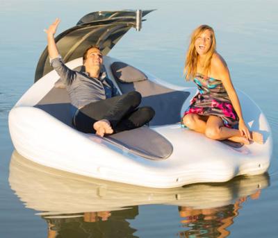 China Warter Sports Summer Fun Island Boat Electric Lounger Boat with Sunshade Convertible Lounge Boat Electric Onsale for sale