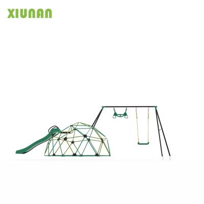 China Outdoor Furniture Dome Metal Climbing Swing Set With Slide For Kids Outdoor Jungle Gym Swingset With EN71 Standard for sale