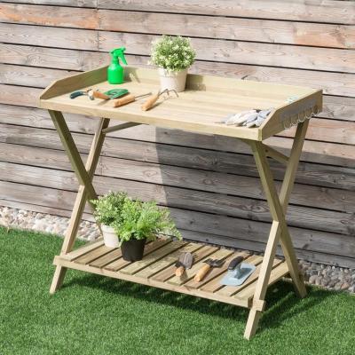 China Outdoor Garden Flower Plant Table Fir Wooden Potting Bench Table for sale