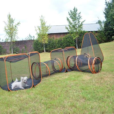 China Six-in-one Breathable Breathable Pet Nest Folding Mesh Storage The Free Combination Pet Channel Cat And Dog Toy Pet Cage for sale