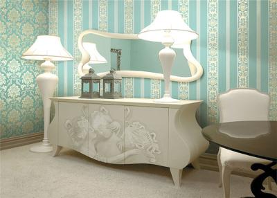 China Removable Light Green Modern Damask Wallpaper Country Style With Non Woven Materials for sale