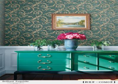 China Pvc Vinyl Rustic Floral Wallpaper , Moisture Proof Home Furnishing Wallpaper for sale