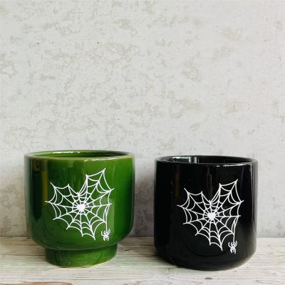 China New Arrival Decor Halloween Planter Decal Custom Modern Decoration Modern Indoor Outdoor Ceramic Flower Plant Pots Mold for sale