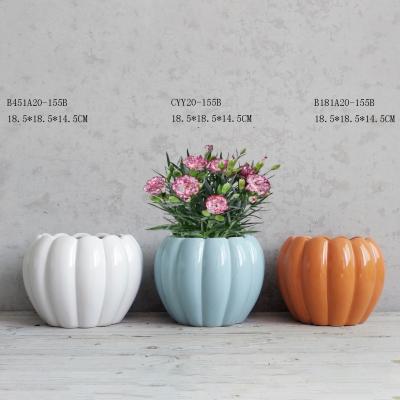 China Modern Popular Decorative Pumpkin Shape Color Ceramic Plant Pot Cactus Planter Table Home Design Ceramic Succulent Pots for sale