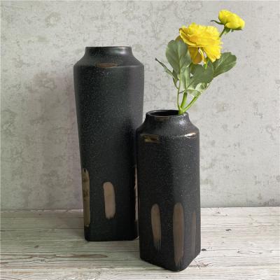 China Modern Nordic style living room flower vase home wedding ornament black ceramic vases for decor for sale