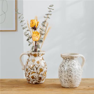 China Cheap Nordic Unique Modern Terracotta Pattern Vase Shaped Pot Shaped Tabletop Home Design Ceramic Flower Vase For Home Decor for sale