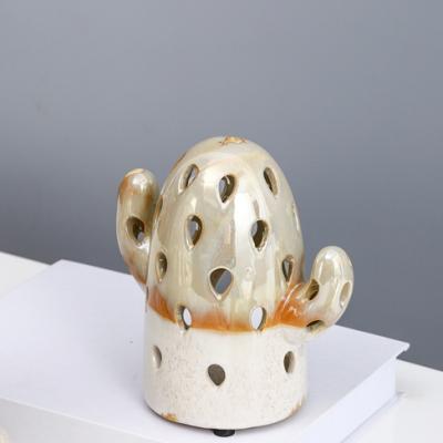 China Fashionable modern cheap wedding wedding decorative cactus shape pot ceramic candle holder for sale