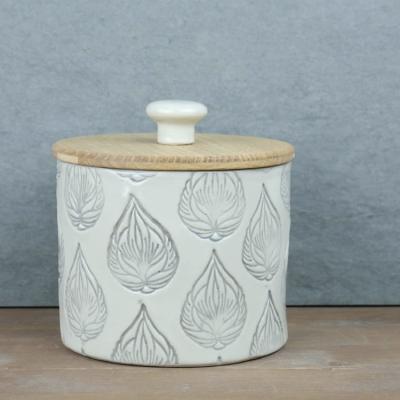 China Handcrafted Home Decoration Nordic Style Modern Cheap Ceramic Candle Jar Mini With Wooden Lid for sale