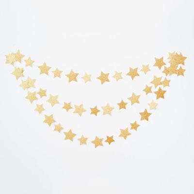 China Wedding Golden Bunting Star Glitter Garland Wedding Paper Garland Star Banner Handmade Small Glitter Star Decorative for sale