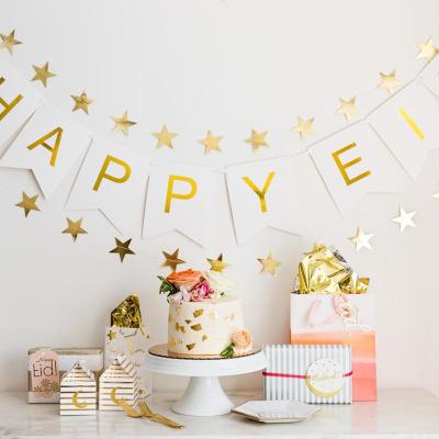 China Handmade Metallic Star Garland Elegance Gold and Celestial Garland Birthday Wedding Party Decoration Gold Star Party Banner for sale