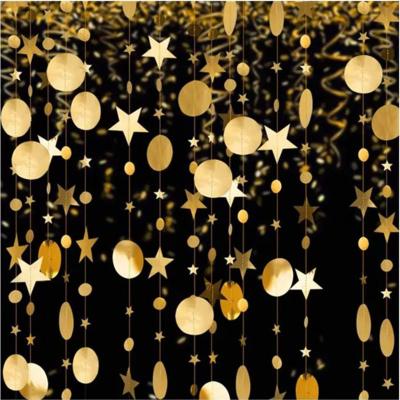 China Paper Garland Bunting Stitched Banner Party Supplies Glitter Gold Circle Small Star Handmade Garlands Party Supplies for sale