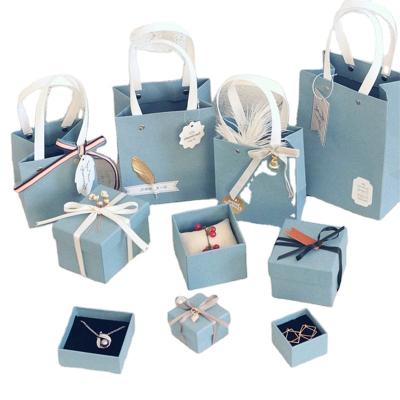 China Handmade Blue Jewelry Packaging Gift Box and Bag Watch/Ring/Necklace/Bracelet Paper Box Jewelry Envelope Package Box for sale