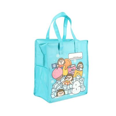 China Wholesale Cute Waterproof Blue Picnic School Lunch Bag Cooler Design Thermal Insulated Cooler Bag for sale