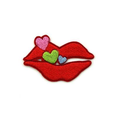 China VastGifts Handmade Custom Red Lip Tempt Low MOQ Love Patch Iron On Embroidery Logo Embroidered Patch Design for sale