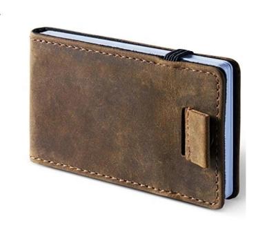 China Men's Leather Wallet Hot Selling RFID Boshiho Card Holder Pocket Elastic Slim Minimalist Front Wallet for sale