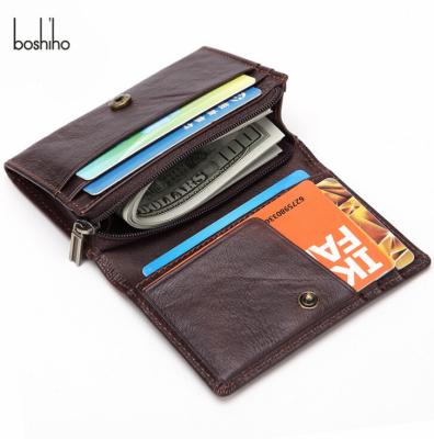 China Boshiho Amazon Men's Leather Cash Money Purse Zipper Photo Card Holder Wallet for sale