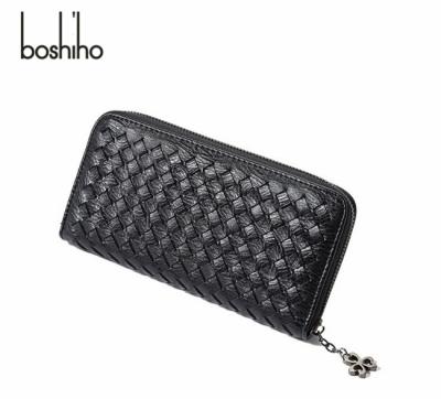 China 2021 Woven RFID Women Smart Wallet Leather Travel Wallet With Zipper for sale