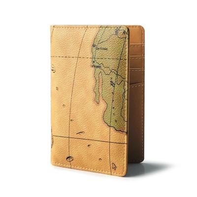 China Fashion Boshiho Standard Size Card Slots Passport Holder Cover Leather Waterproof World Map for sale