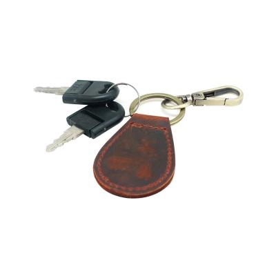 China Boshiho RTS Crazy Horse Keychain Genuine Leather Custom Logo Genuine Leather Key Chain Keychain for sale