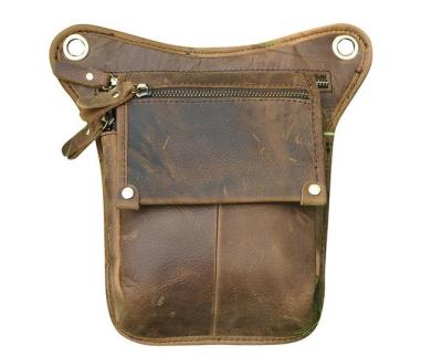 China Latest Design Custom Genuine Cowhide GENUINE LEATHER Horse Leather Crazy Men Sport Waist Bag for sale