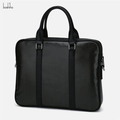 China Lightweight Boshiho Customized High Quality Men's Fashion Carbon Fiber Leather Business Travel Briefcase for sale