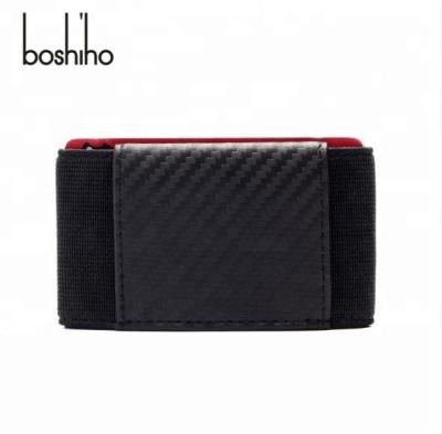 China New Design RFID Carbon Fiber Slim Wallet With Elastic Card Holders For Cash for sale